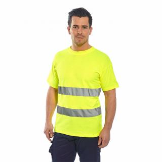 Pracovné odevy - reflexné bavlnené tričko Portwest S172 Cotton Comfort žlté