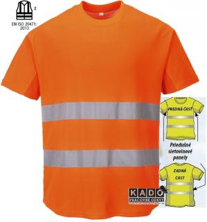 Pracovné odevy - reflexné bavlnené tričko PW Mesh C394 Cotton Comfort oranžové