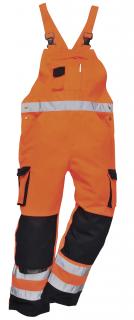 Pracovné odevy - Reflexné nohavice Hi-Vis PORTWEST Texo s náprsenkou oranžové