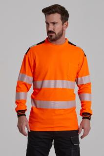 Pracovné odevy - reflexné tričko s dlhým rukávom PW3 PORTWEST oranžovo/čierne