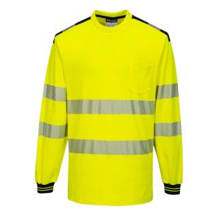Pracovné odevy - reflexné tričko s dlhým rukávom PW3 PORTWEST žlto/čierne