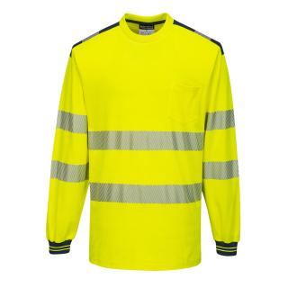 Pracovné odevy - reflexné tričko s dlhým rukávom PW3 PORTWEST žlto/modré