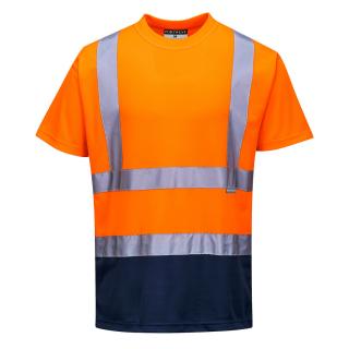 Pracovné odevy - reflexné tričko S378 Portwest oranžová/navy