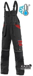 Pracovné odevy - ZATEPLENÉ nohavice ORION KRYŠTOFCXS čierno-červené s náprsenkou ()