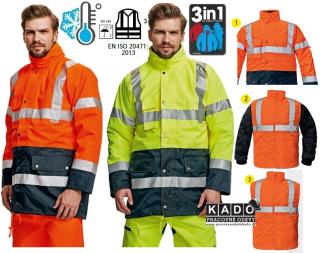 Pracovné odevy - Zimná výstražná bunda BI ROAD 3v1