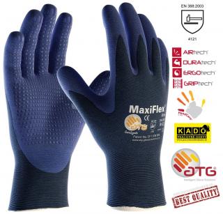 Pracovné rukavice ATG MAXIFLEX ELITE 34-244 s terčíkmi tmavomodré