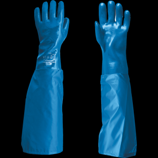 Pracovné rukavice UNIVERSAL HLADKÉ S NÁVLEKOM CHEMICKÉ modré