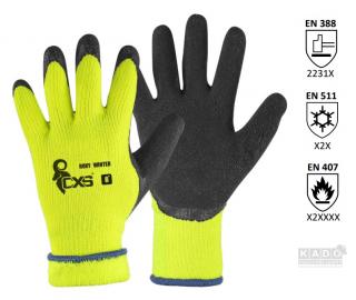 Pracovné rukavice zateplené Roxy WINTER CXS výstražné žlté