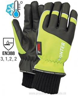 Pracovné zateplené rukavice OS Hi-Viz 1st WINTER NEON s manžetou ()