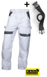 Predĺžené montérkové Nohavice COOL TREND + opasok biela/sivá