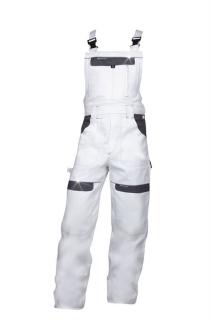 Predĺžené pracovné nohavice COOL TREND s náprsenkou biela/sivá ()