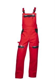 Predĺžené pracovné nohavice COOL TREND s náprsenkou červená/čierna ()