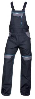 Predĺžené pracovné nohavice COOL TREND s náprsenkou čierno/sivé ()