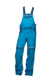 Predĺžené pracovné nohavice COOL TREND s náprsenkou stredne modré ()
