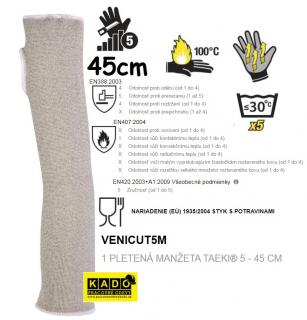 Protiporezný a tepluodolný rukávnik VENICUT5M DELTAPLUS 45cm