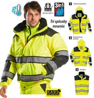 Reflexná bunda c466 PW hi-Vis Classic bomber 3v1 žltá/čierna