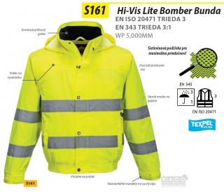 Reflexná nempremokavá bunda PORTWEST HI-VIS BOMBER S161 ŽLTÁ