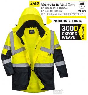 Reflexná nepremokavá bunda PW S760 hi-Vis Two tone žltá