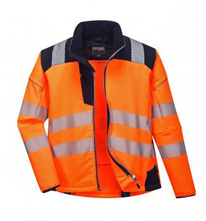 Reflexná softshellová bunda T402 PORTWEST VISION oranžová/tm.modrá