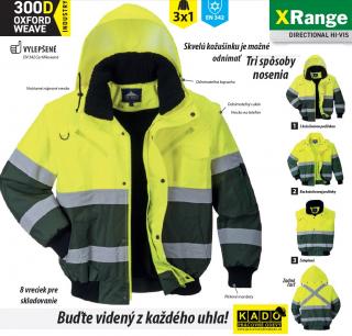 Reflexná zateplená bunda PW C565-X HI-VIS BOMBER 3V1