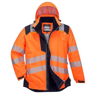 Reflexná zimná softshellová bunda T400 PORTWEST VISION oranžová/tm.modrá