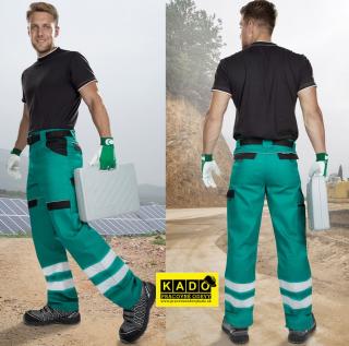 Reflexné montérkové nohavice COOL TREND pas zelená/čierna (+)