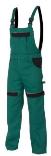 Skrátené montérkové nohavice COOL TREND s náprsenkou zelená/čierna ()