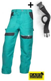 Skrátené pracovné nohavice COOL TREND + opasok zelená/čierna