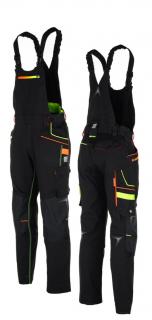 Strečové montérkové nohavice ARDON®CREATRON® na traky čierno/žlté