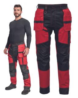 Strečové montérkové nohavice KEILOR ČERVA červeno/čierne