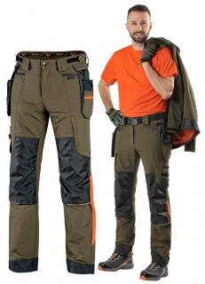 strečové nohavice s odvetrávaním NAOS CXS do pásu khaki/oranžové