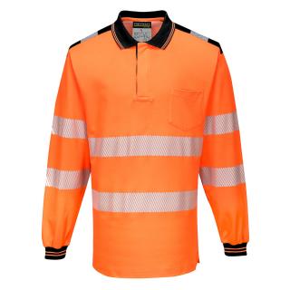 T184 reflexné polo tričko s dlhým rukávom PW3 PORTWEST oranžovo/čierne