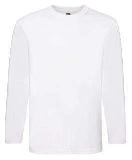 Vysokoprateľné bavlnené tričko dl.rukáv Super Premium T FRUIT OF THE LOOM 190g biele