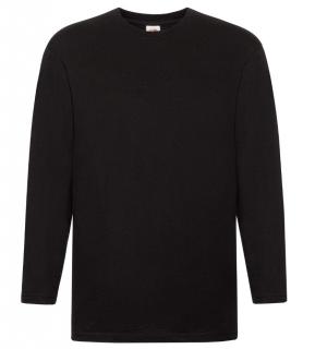 Vysokoprateľné bavlnené tričko dl.rukáv Super Premium T FRUIT OF THE LOOM 205g čierne