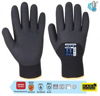 Zateplené nitrilové rukavice A146 PORTWEST čierne