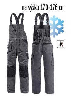 Zateplené nohavice ORION KRYŠTOF CXS s naprsenkou sivo/čierne 170-176cm ()