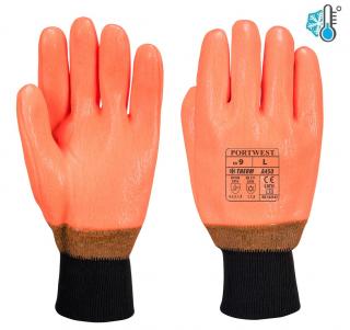 Zateplené výstražné pracovné rukavice A450 HI-VIS PVC
