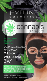EVELINE cannabis skin care čistiaca zmatňujúca maska s aktívnym uhlím a konope ()
