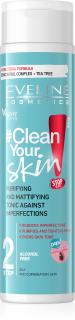 EVELINE Clean your skin čistiace a zmatňujúce tonikum proti nedokonalostiam