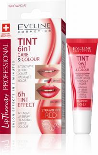EVELINE Lip Therapy PROFESSIONAL 6v1 jemne farbiace sérum na pery - červená