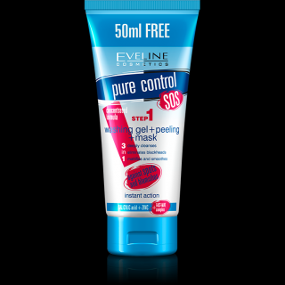 EVELINE Pure Control SOS čistiaci gel + peeling + maska 3v1