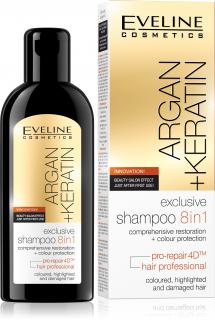 EVELINE šampón na vlasy 8v1 ARGAN+KERATIN  (pre všetky typy)