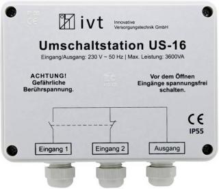 Prepínač napájania AC1-AC2 Auto IVT US-16 AC230/240V-50/60Hz I-16A 3600VA IP55 ()