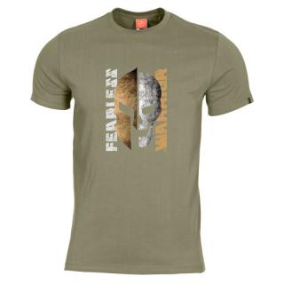 Pentagon AGERON FEARLESS bavlnené tričko s potlačou, krátky rukáv - OLIVA