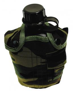 Poľná fľaša plastová, 1 l, nylonový obal - woodland US  | Army shop