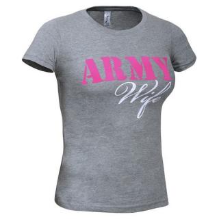 Reintex dámske bavlnené tričko s potlačou ARMY GIRL - SIVÁ