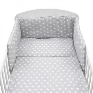 3-dielne posteľné obliečky New Baby 90/120 cm sivé Hviezdičky biele