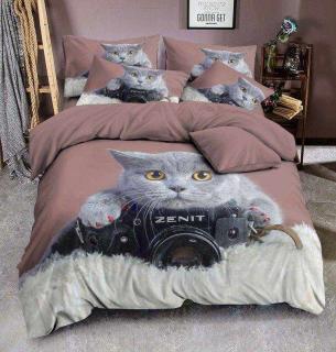 3D Obliečky Grey cat photo micro 140/200, 70/90 +40/40