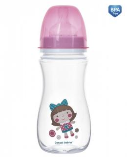 Antikoliková fľaštička so širokým hrdlom Canpol Babies EasyStart - TOYS 300 ml - ružová