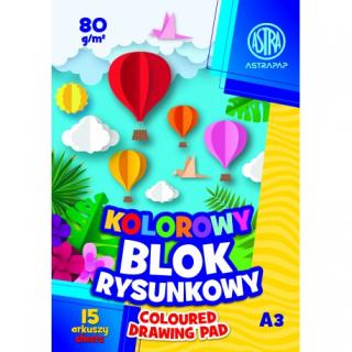 ASTRA farebné papiere  A3, 15 listov, 80g/m2, mix motívov, 106021009